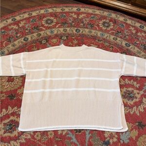 Cream Striped Knit Sweater